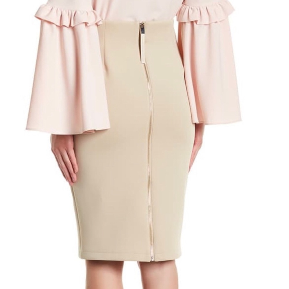 Catherine Malandrino women's pencil skirt exposed full back zipper Cream size 4